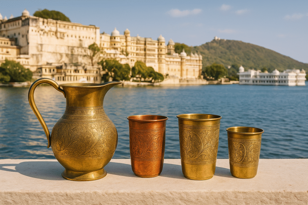 drinkware available in Udaipur, including glass, metal, and designer options